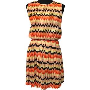 Sanctuary Summer Crochet Mini Dress Size L Lined Stretch Keyhole Back Tie Pleats